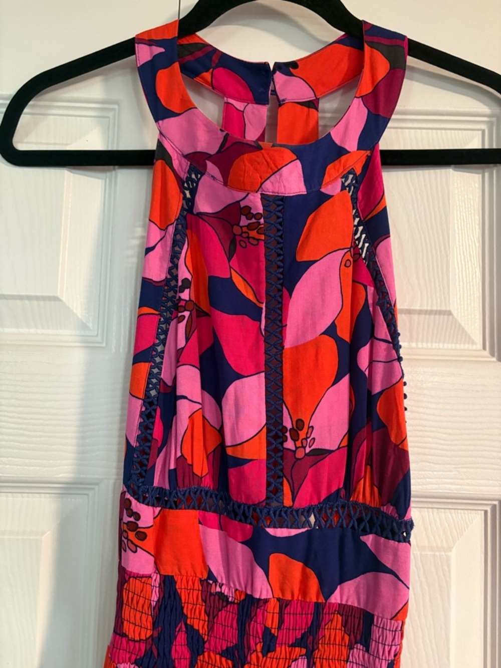 Anthropologie- Able the Label Halter Maxi Dress in Pink & Red Abstract Print - Picture 5 of 7